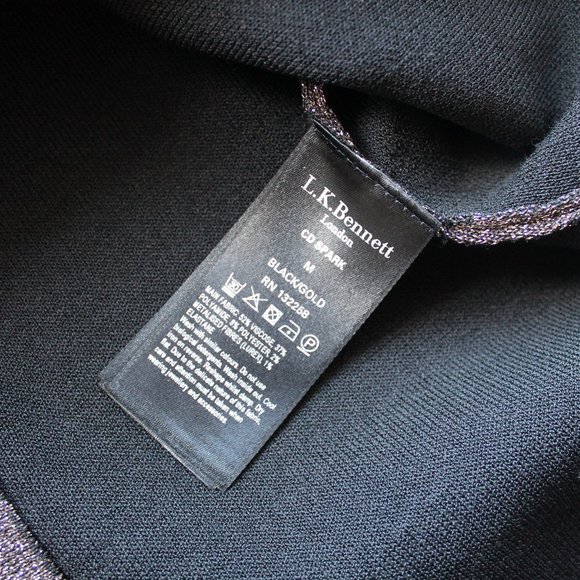 LK Bennett Lurex Plated Spark Cardigan Black/ Gold Size Medium - Picture 8 of 8